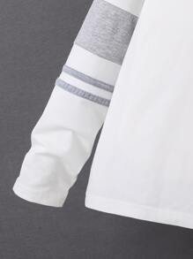 SHEIN 男童撞色长袖Polo衫，简约时尚翻领T恤，秋冬必备 - 白色 - 查看 3