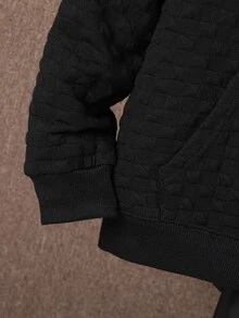 Áo nỉ có túi kangaroo, thêu chữ, dành cho bé trai tuổi teen (không kèm áo sơ mi). - màu đen - Xem 4