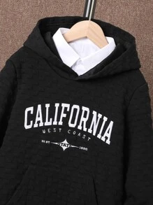 Áo nỉ có túi kangaroo, thêu chữ, dành cho bé trai tuổi teen (không kèm áo sơ mi). - màu đen - Xem 5