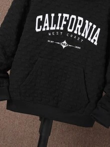 Áo nỉ có túi kangaroo, thêu chữ, dành cho bé trai tuổi teen (không kèm áo sơ mi). - màu đen - Xem 6