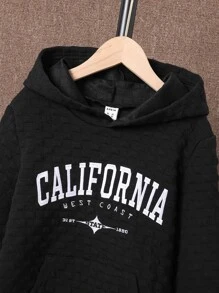 Áo nỉ có túi kangaroo, thêu chữ, dành cho bé trai tuổi teen (không kèm áo sơ mi). - màu đen - Xem 7