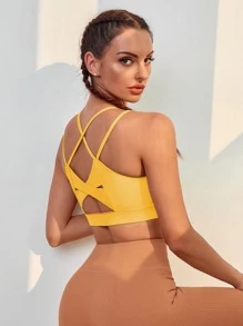 Easithlete Light Support Crisscross Sports Bra - Yellow - View 1