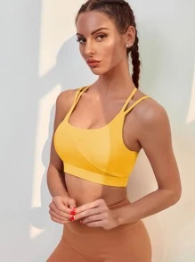 Easithlete Light Support Crisscross Sports Bra - Yellow - View 3
