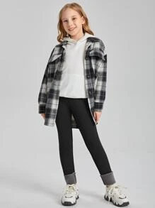 Tween Girl Rolled Hem Leggings - Black - View 2