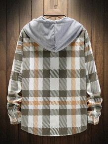 Manfinity 男士格紋抽繩連帽外套不帶T恤 - 彩色 - 查看 2