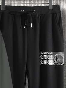 Manfinity Homme 男士字母和圖形圖形衛衣和衛褲 - 彩色 - 查看 6