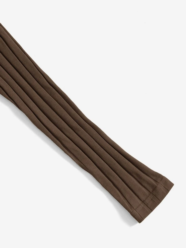 SHEIN EZwear Top corto de un hombro tejido de canalé - Café integral - Añade 4