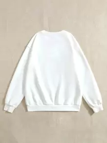 SHEIN EZwear Cartoon Print Drop Shoulder Sweatshirt
