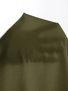 RueChic Solid Color Stretchy Form-Fitting Turtleneck Women's Top, Work Outfit - Army Green - View 6