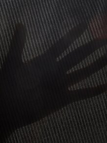 SHEIN ICON Áo nữ Lộ Lưng Cắt ra Xù nhỏ Xù Buộc lại Gân đan Nếp gấp Phần Ngực màu trơn Gợi cảm - màu đen - Xem 5