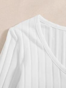 SHEIN EZwear 羅紋針織單排扣T恤