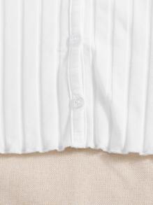 SHEIN EZwear 羅紋針織單排扣T恤