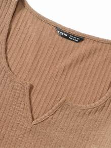 Muchica 西裝領小褶邊羅紋針織包臀連衣裙 - 卡其色 - 查看 4