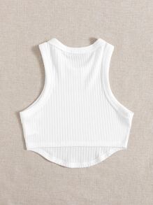 SHEIN EZwear Asymmetrical Hem Tank Top - White - View 2