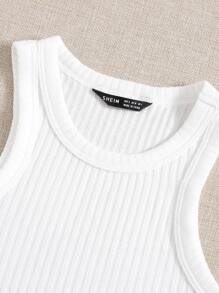 SHEIN EZwear Asymmetrical Hem Tank Top - White - View 5