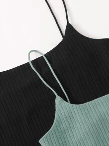 SHEIN Essnce 2 Packs Rib-Knit Cami Top - Multicolor - View 4
