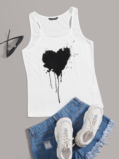 SHEIN EZwear Tank top con estampado de corazón