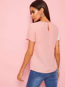 SHEIN Clasi Sequin Patched Colourblock Top - Multicolor - View 2