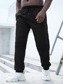 Manfinity Hombres Pantalones deportivos unicolor con bolsillo oblicuo - Negro - Ver 4