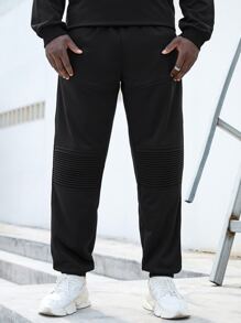 Manfinity Hombres Pantalones deportivos unicolor con bolsillo oblicuo - Negro - Ver 5