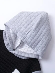 SHEIN Young Boy Letter Patched Two Tone Hoodie & Sweatpants - Black - View 4