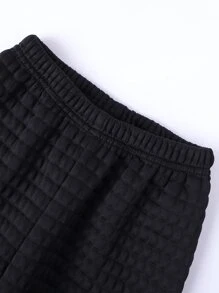 SHEIN Young Boy Letter Patched Two Tone Hoodie & Sweatpants - Black - View 7