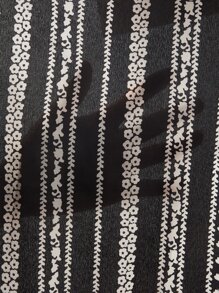 EMERY ROSE Plus Allover Print Ruffle Sleeve Blouse, Summer - Black and White - View 6