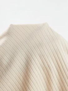 SHEIN EZwear Notch Neck Lettuce Edge Rib-knit Tank Top - Beige - View 6