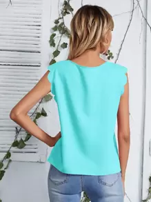 SHEIN Clasi 西裝領貝殼邊上衣 - 薄荷藍 - 查看 3