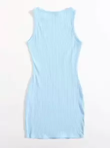SHEIN Essnce Rib-knit Bodycon Dress - Baby Blue - View 2
