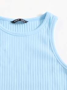 SHEIN Essnce Rib-knit Bodycon Dress - Baby Blue - View 3