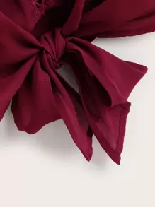 SHEIN VCAY Lace Insert Knotted Cami Top - Burgundy - View 4