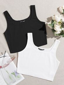 Muchica 2 gói áo ba lỗ dệt kim - Đen và trắng - Xem 1