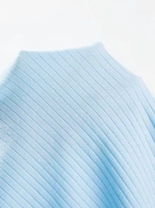 SHEIN Essnce Rib-knit Bodycon Dress - Baby Blue - View 6