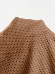 Muchica Solid Rib-knit Bodycon Dress - Camel - View 6