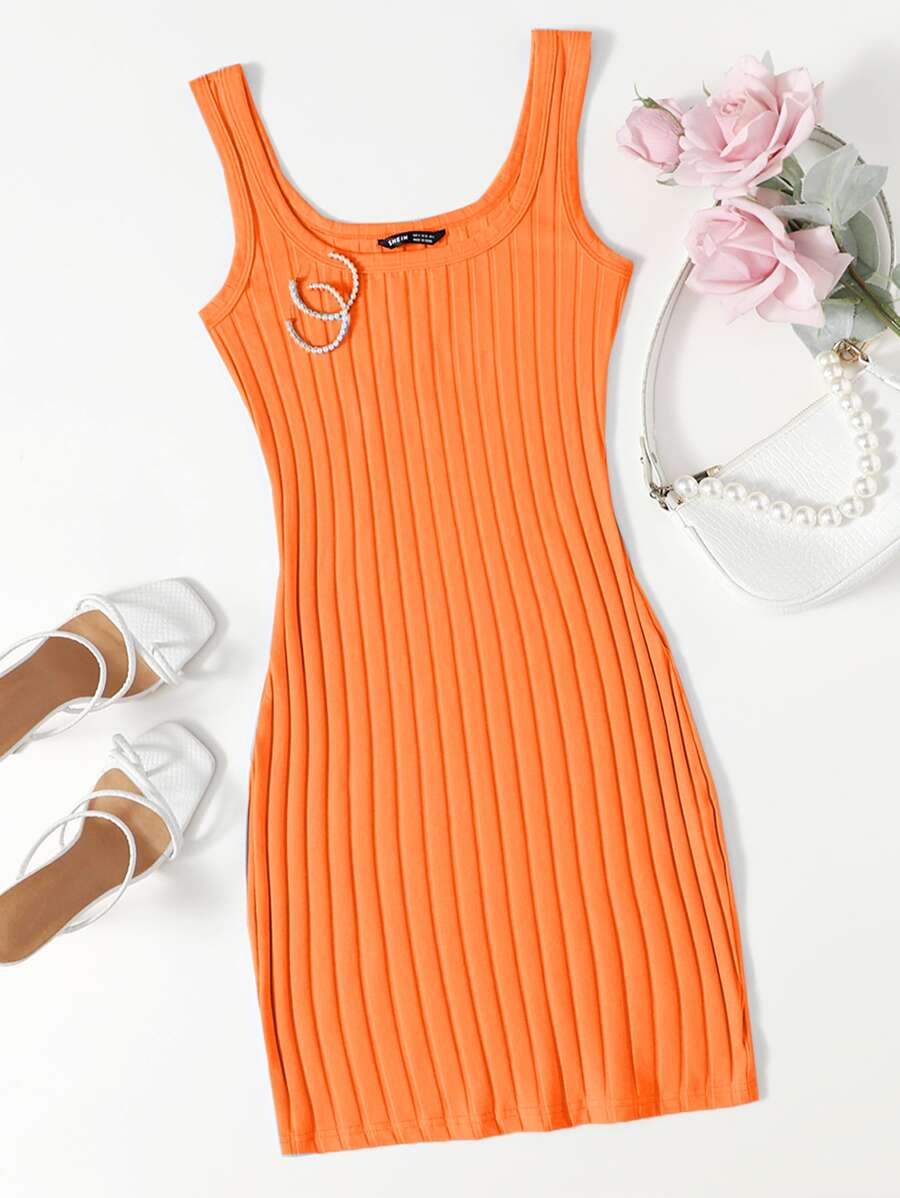 SHEIN Essnce Rippenstrick figurbetontes Kleid