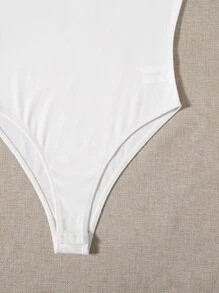 SHEIN EZwear 大圓領素色連體衣 - 白色 - 查看 4