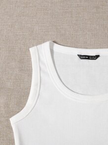 SHEIN EZwear 大圓領素色連體衣 - 白色 - 查看 5