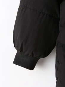 Abrigo acolchado con capucha y mangas raglán para niño preadolescente - Negro - Ver 3