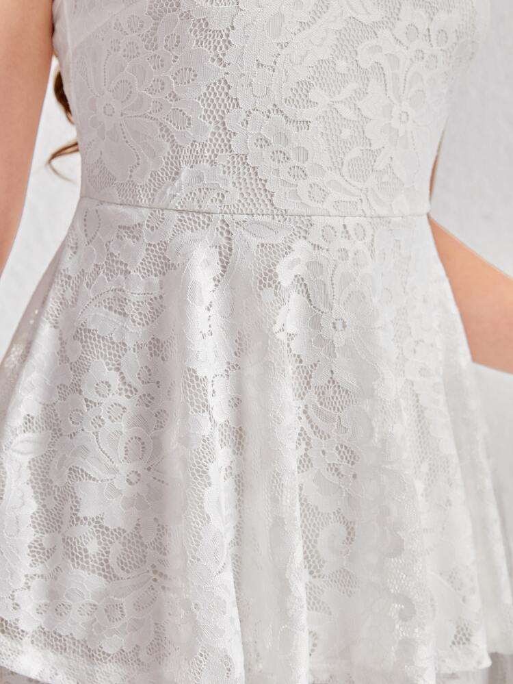 Teen Girl Lace Layered Hem Cami Junior Bridesmaid Dress | SHEIN