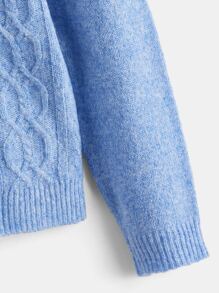 SHEIN Toddler Girls Cable Knit Jumper - Blue - View 4