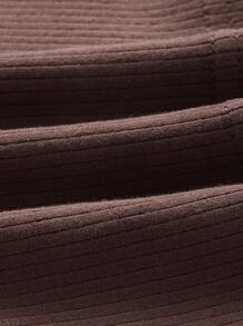 SHEIN EZwear Solid Rib-knit Cami Top - Chocolate Brown - View 3