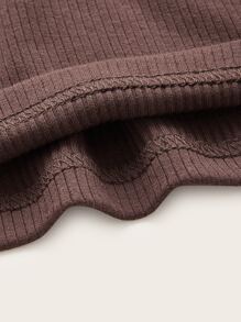 SHEIN EZwear Solid Rib-knit Cami Top - Chocolate Brown - View 4