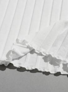 Muchica Lettuce Trim Rib-knit Tank Top - White - View 4