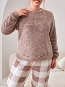 Plus Buffalo Plaid Print PJ Set - Multicolor - View 4