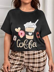 Top para dormir con estampado de café & letra - Negro - Ver 1