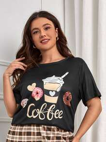 Top para dormir con estampado de café & letra - Negro - Ver 3