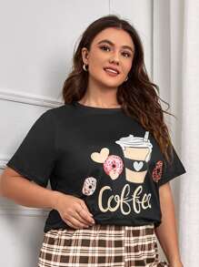 Top para dormir con estampado de café & letra - Negro - Ver 5