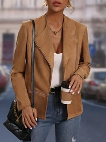 Zip Up Faux Suede Jacket