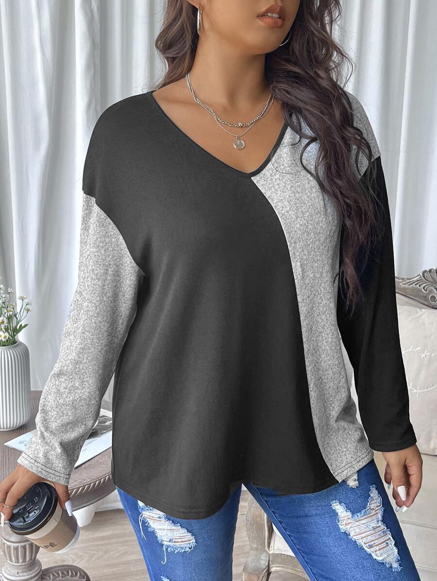 Mulvari 大碼雙色落肩T恤 - 彩色 - 查看 1